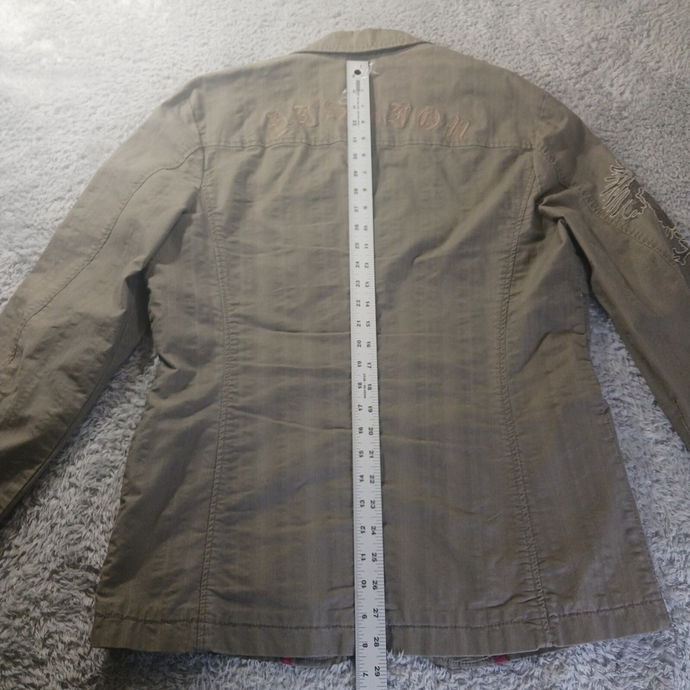 Yishion M Embroidered Military Blazer Jacket Olive Green Utility Preppy Chic - Picture 7 of 10